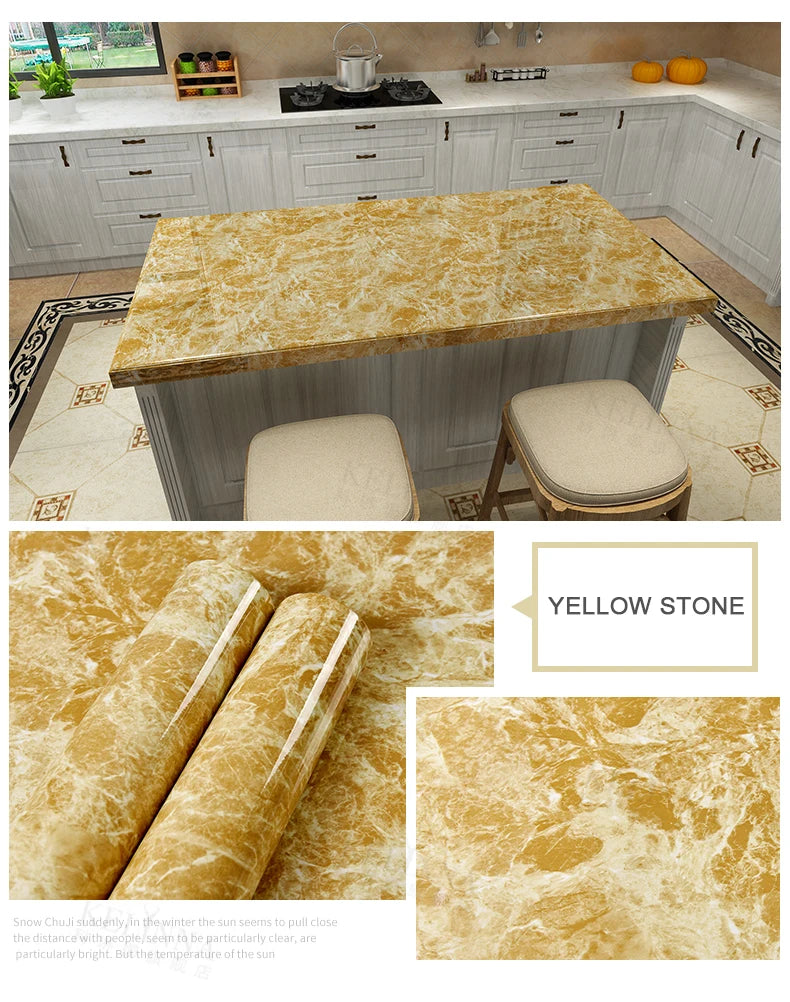 PVC Self Adhesive Wallpaper Marble Stickers Waterproof Heat Resistant Kitchen Countertops Table Furniture Cupboard Wall Paper