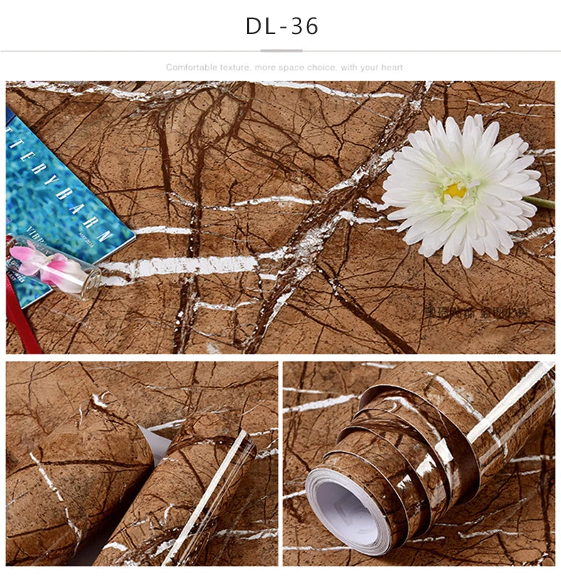 PVC Self Adhesive Wallpaper Marble Stickers Waterproof Heat Resistant Kitchen Countertops Table Furniture Cupboard Wall Paper