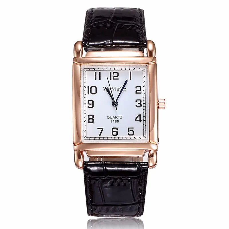 New Watches for Women Square Rose Gold Wrist Watches Fashion Leather Brand Watches Ladies Quartz Watch Clock Montre Femme
