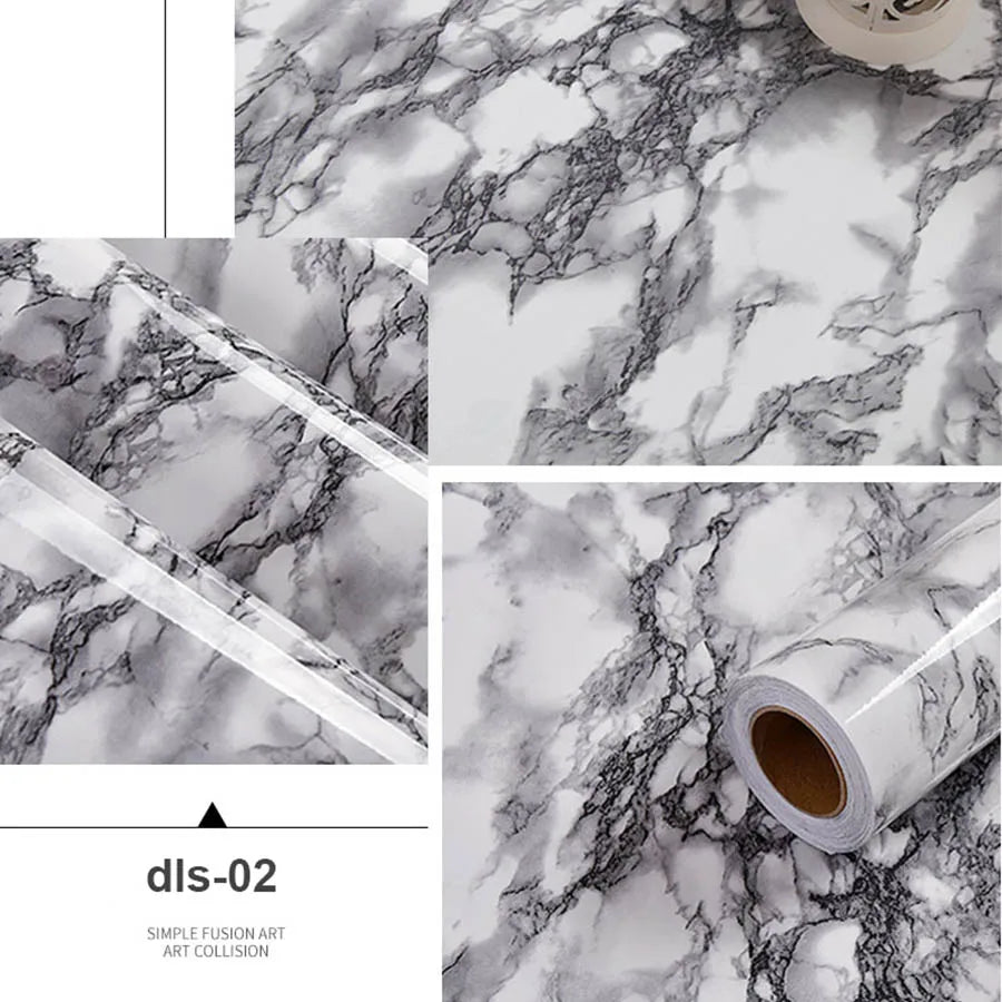 PVC Self Adhesive Wallpaper Marble Stickers Waterproof Heat Resistant Kitchen Countertops Table Furniture Cupboard Wall Paper