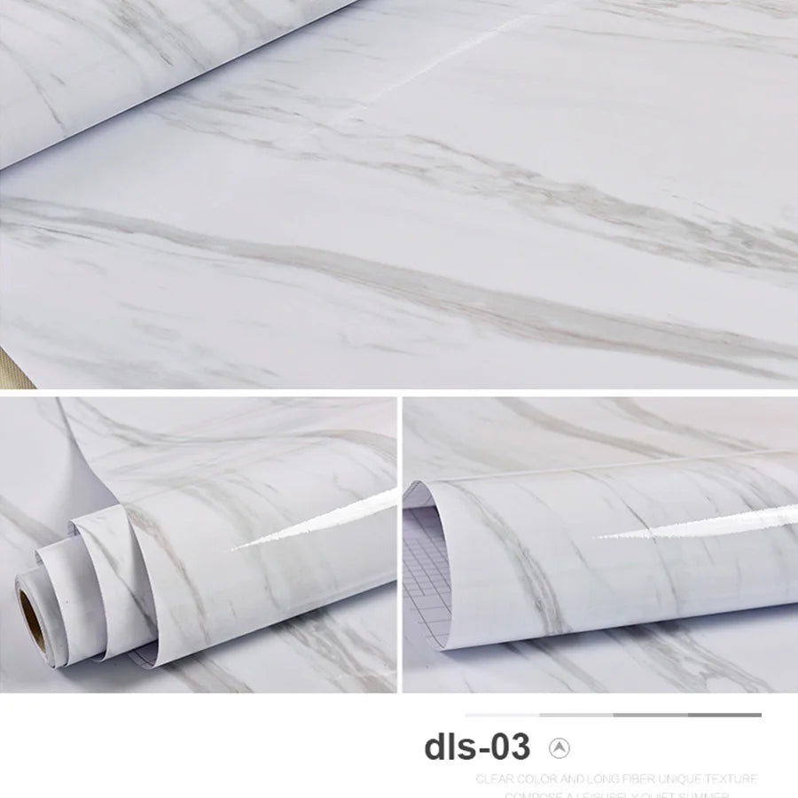 PVC Self Adhesive Wallpaper Marble Stickers Waterproof Heat Resistant Kitchen Countertops Table Furniture Cupboard Wall Paper