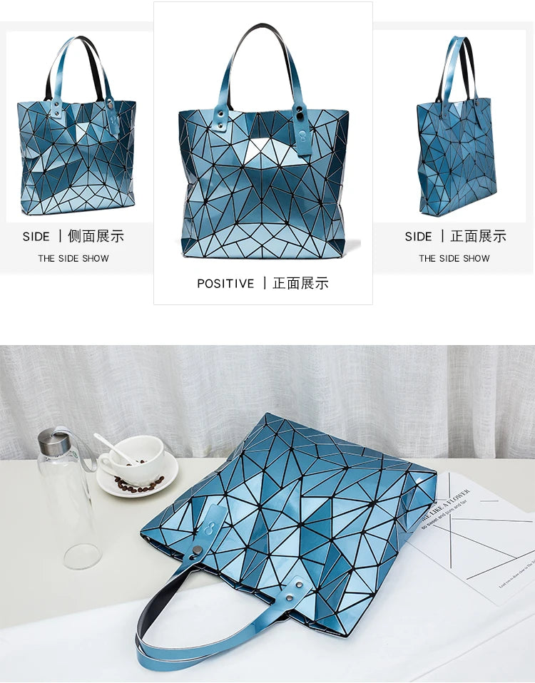 new luxury handbags women bags designer Beach Large tote Hologram Shoulder Bag sac a main Geometric bag bolsa feminina Silver