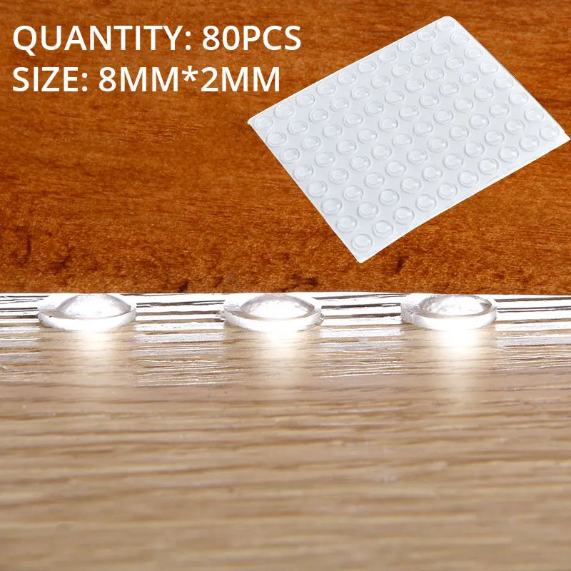 KAK 50-80 Grain Silicon Door Stops Pad Transparent Rubber Kitchen Cabinet Catches Self-Adhesive Damper Buffer Furniture Hardware