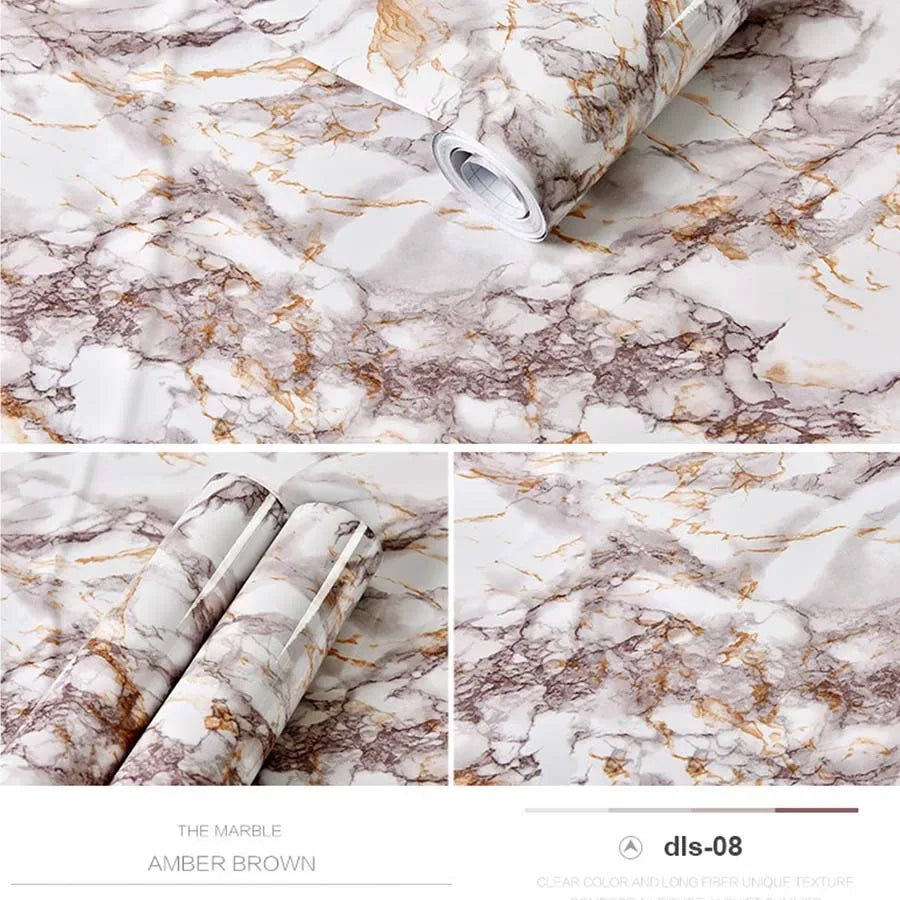PVC Self Adhesive Wallpaper Marble Stickers Waterproof Heat Resistant Kitchen Countertops Table Furniture Cupboard Wall Paper