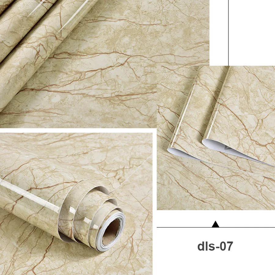 PVC Self Adhesive Wallpaper Marble Stickers Waterproof Heat Resistant Kitchen Countertops Table Furniture Cupboard Wall Paper