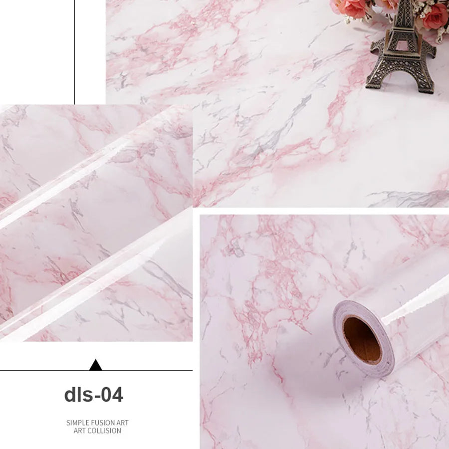 PVC Self Adhesive Wallpaper Marble Stickers Waterproof Heat Resistant Kitchen Countertops Table Furniture Cupboard Wall Paper