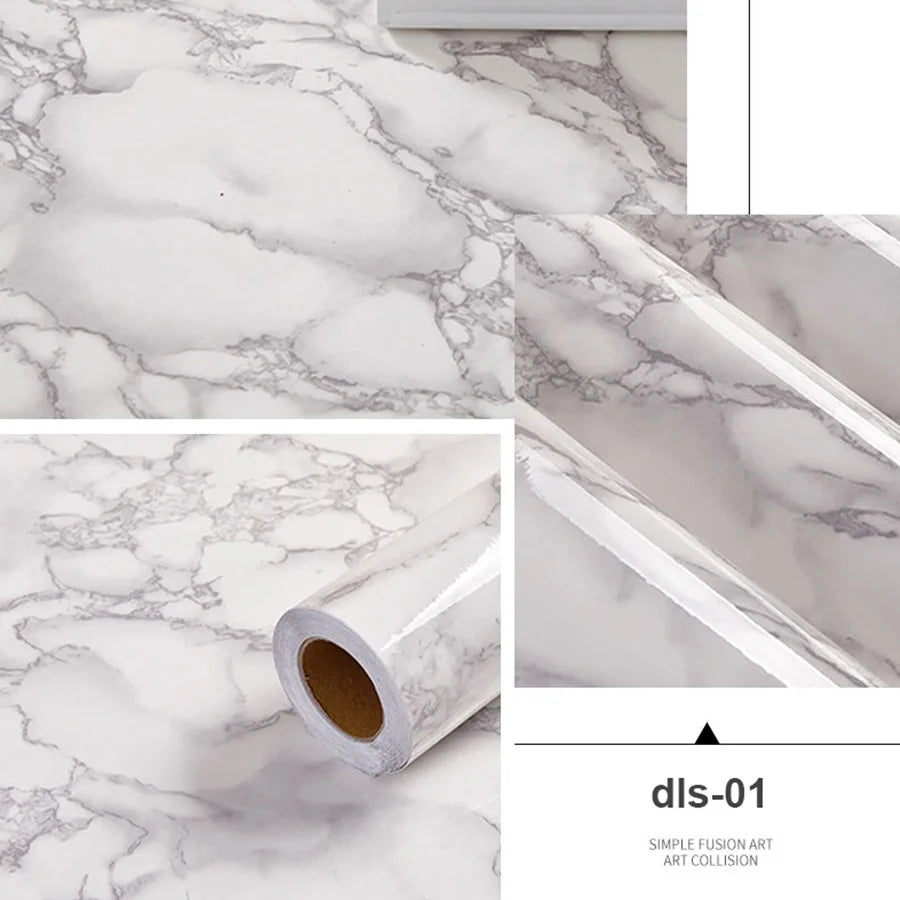 PVC Self Adhesive Wallpaper Marble Stickers Waterproof Heat Resistant Kitchen Countertops Table Furniture Cupboard Wall Paper