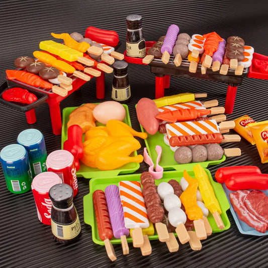 Kids Barbecue Food Set Kitchen Pretend Play Cooking Toys Girl Early Education Outdoor BBQ Parents-Child Interactive Toy
