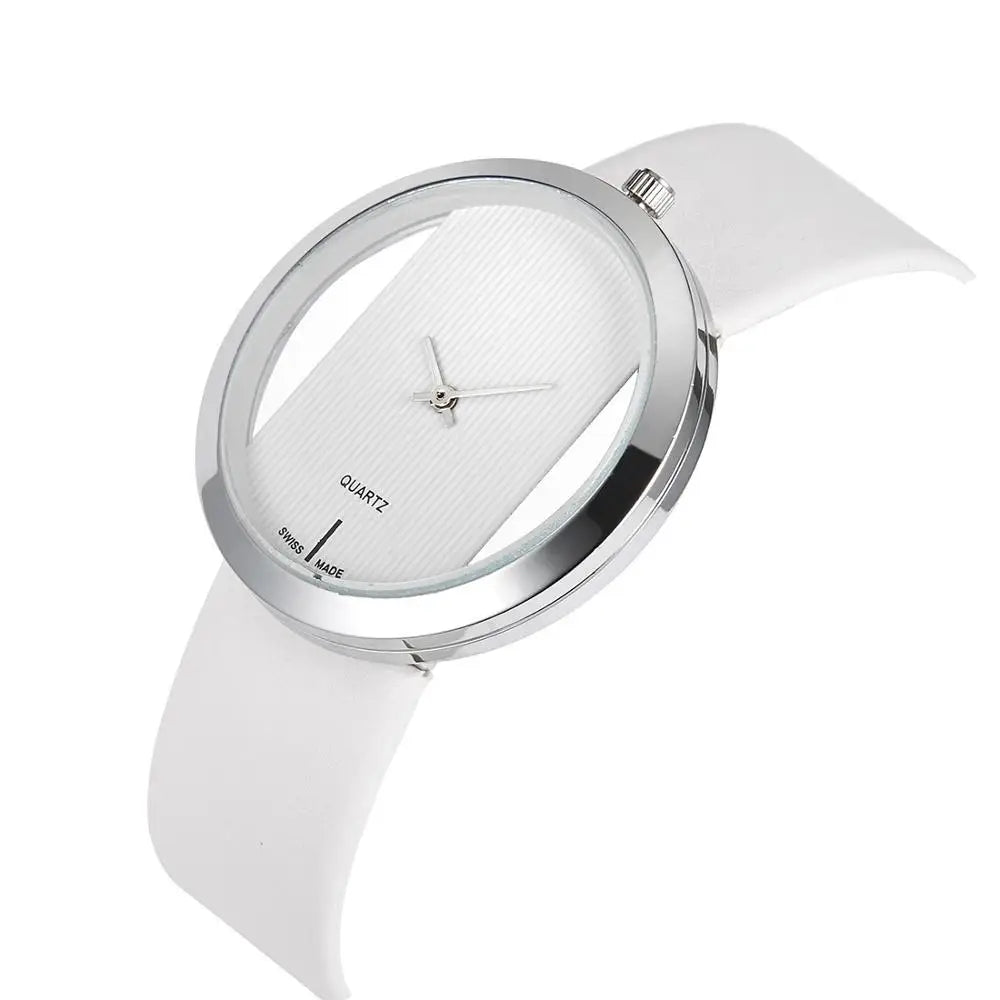 Women Watches Top Brand Luxury Hollow Ladies Wrist Watches Women Transparent Leather Strap Watch For Female Relogio Feminino Hot