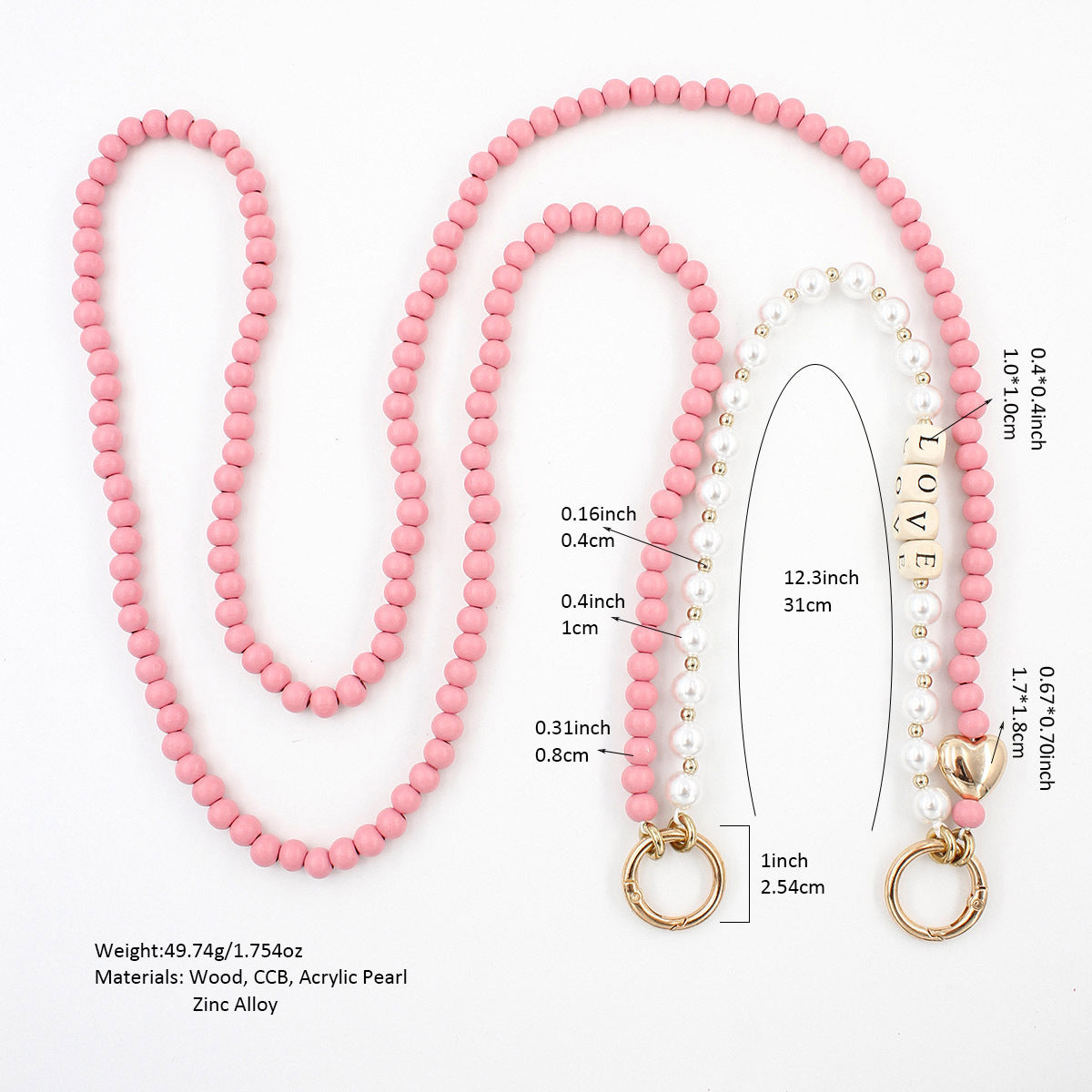 Autumn And Winter Wooden Bead Bag Chain Letter Double Layer