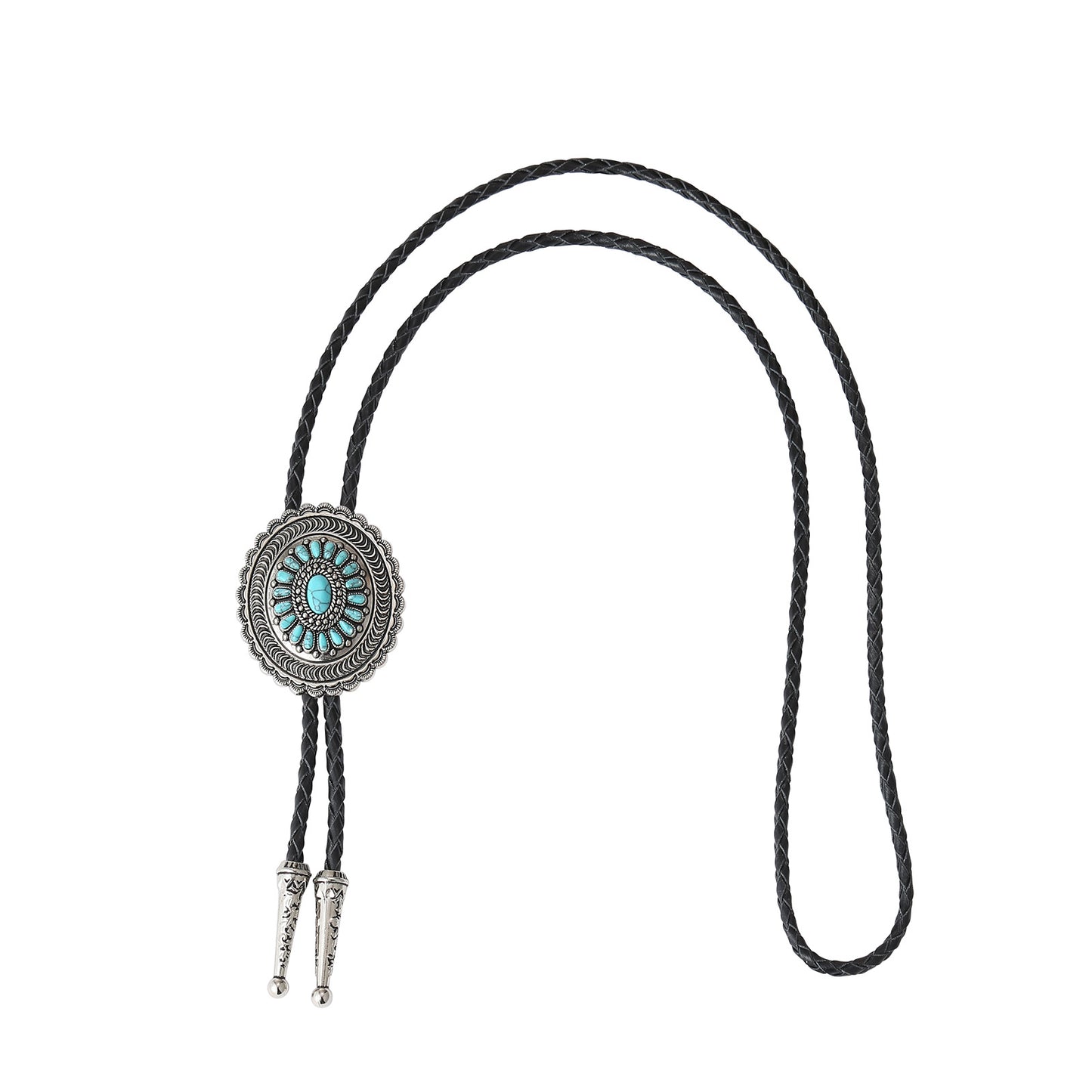 American Indian Western Style Turquoise Carved Bolo Tie