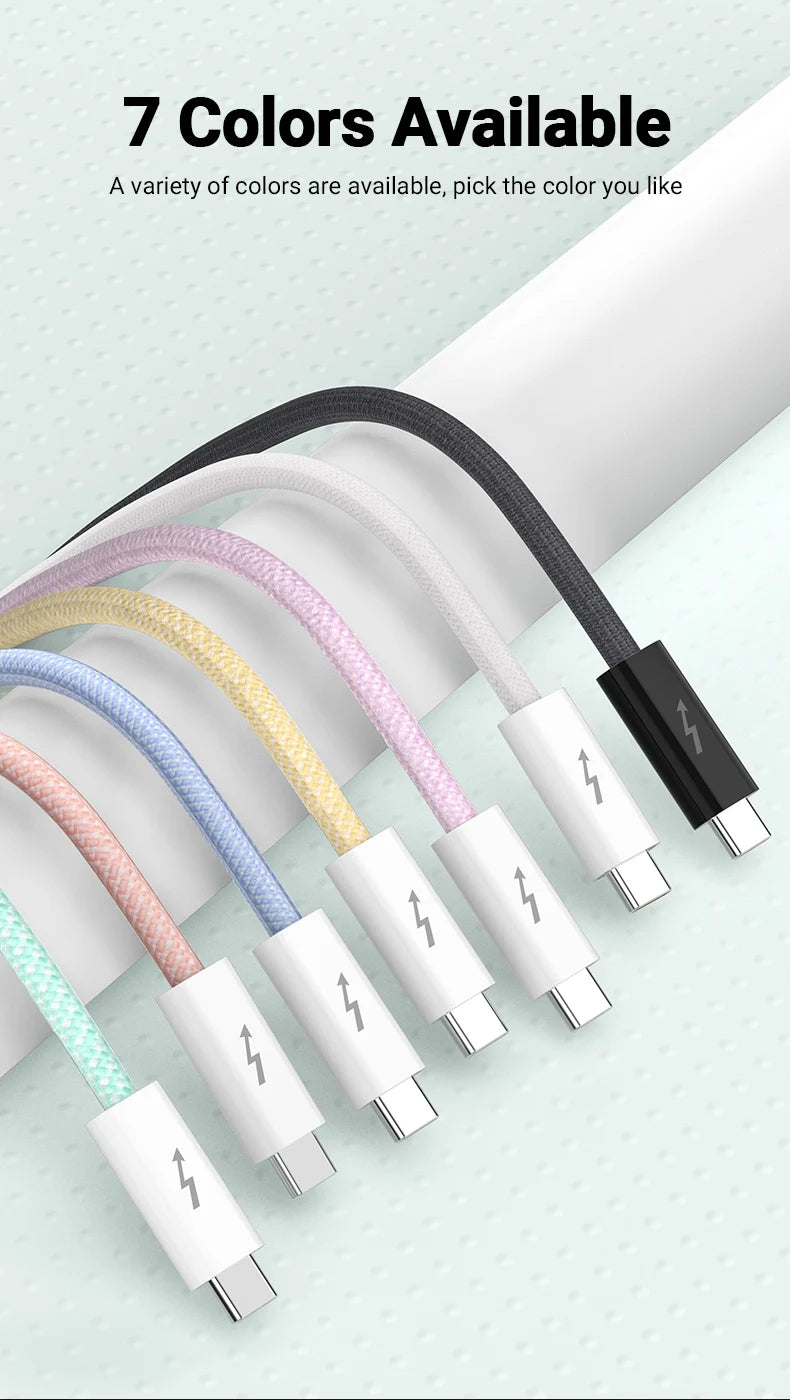 USB4 Fully Functional Data Cable with 8K60Hz Video Output, 40Gbps Data Transmission, PD Charing, 1.8m USB-C to USB-C Data Cable