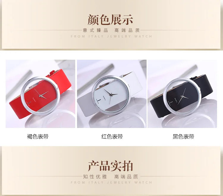 Women Watches Top Brand Luxury Hollow Ladies Wrist Watches Women Transparent Leather Strap Watch For Female Relogio Feminino Hot