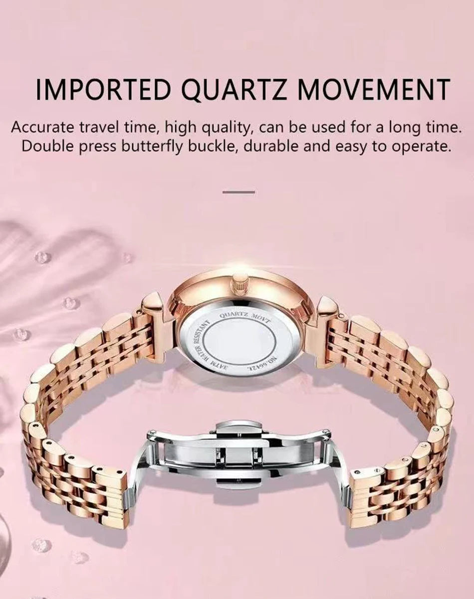 2023 Brand Women Watches Fashion Square Ladies Quartz Watch Bracelet Set Green Dial Simple Rose Gold Mesh Luxury Women Watches