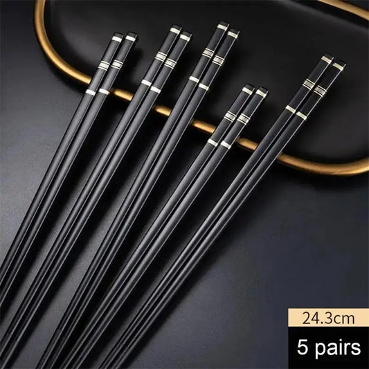 5 Pairs Chinese Japanese Chopsticks Sushi Sticks Korean Chopsticks Reusable Alloy Chop Sticks Kitchen Tableware Tool Accessories