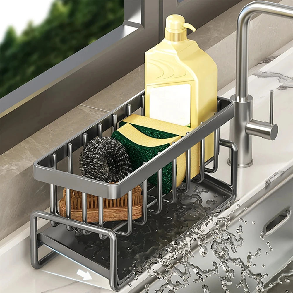 Kitchen Stainless Steel Sink Drain Rack Sponge Storage Faucet Holder Soap Drainer Towel Rack Shelf Organizer Kitchen Accessories