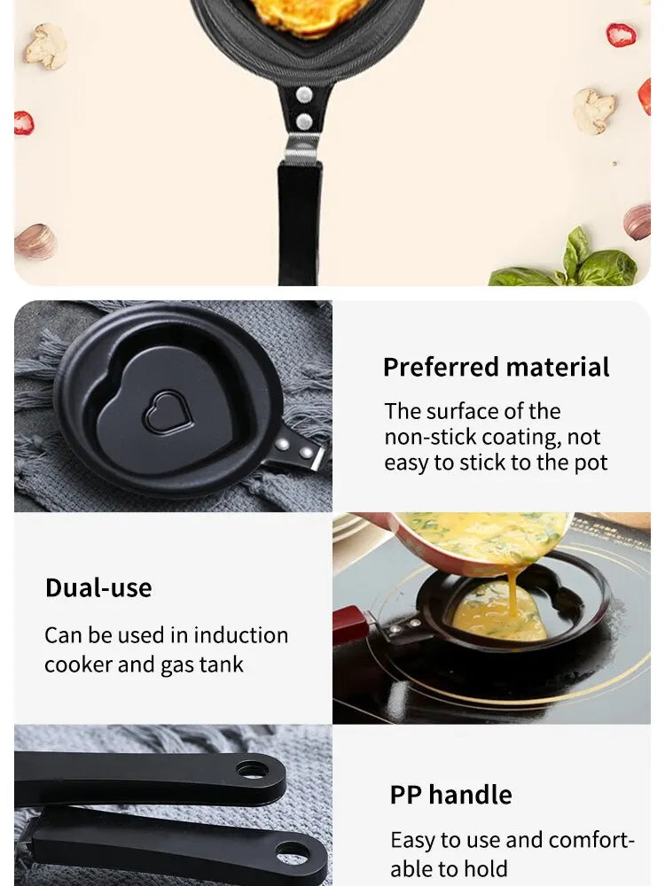 Love Omelet Pan With Handle Pan Mini Cute Cartoon Pattern Fried Eggs Diy Nutritious Breakfast Kitchen Tools Baby Supplement