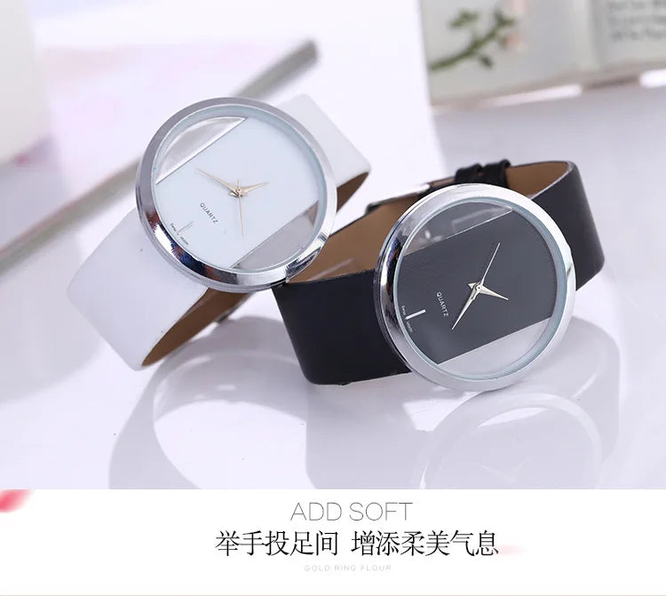 Women Watches Top Brand Luxury Hollow Ladies Wrist Watches Women Transparent Leather Strap Watch For Female Relogio Feminino Hot