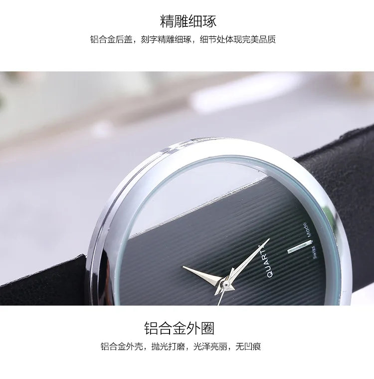 Women Watches Top Brand Luxury Hollow Ladies Wrist Watches Women Transparent Leather Strap Watch For Female Relogio Feminino Hot