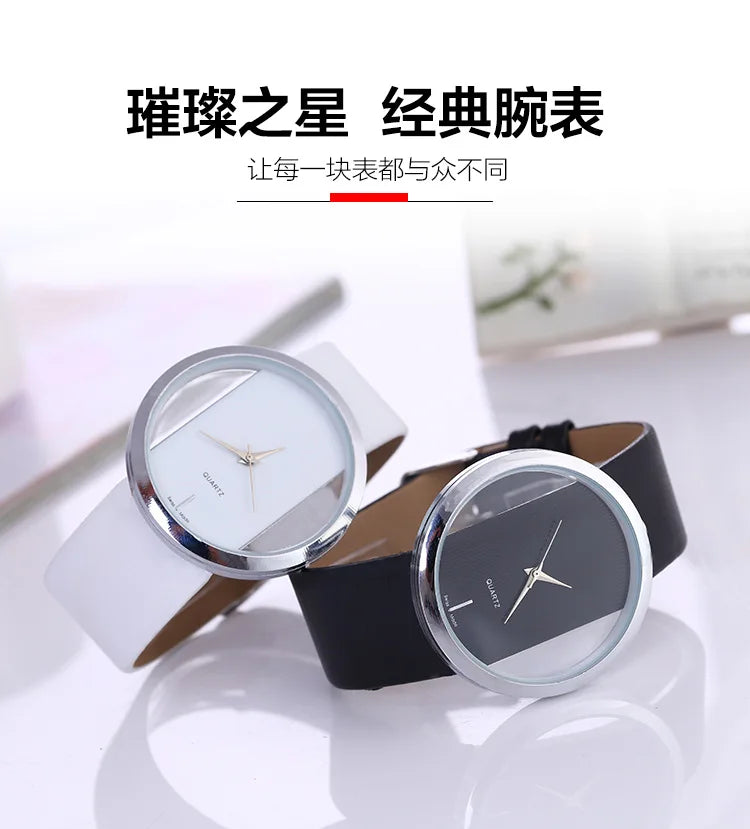 Women Watches Top Brand Luxury Hollow Ladies Wrist Watches Women Transparent Leather Strap Watch For Female Relogio Feminino Hot