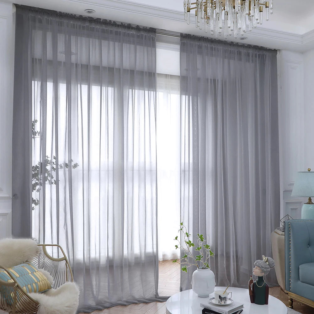 Shading Solid White Sheer Curtains for Living Room Decoration Window Curtains for Kitchen Modern Tulle Voile Organza Curtains
