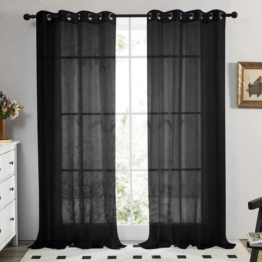 Shading Solid White Sheer Curtains for Living Room Decoration Window Curtains for Kitchen Modern Tulle Voile Organza Curtains
