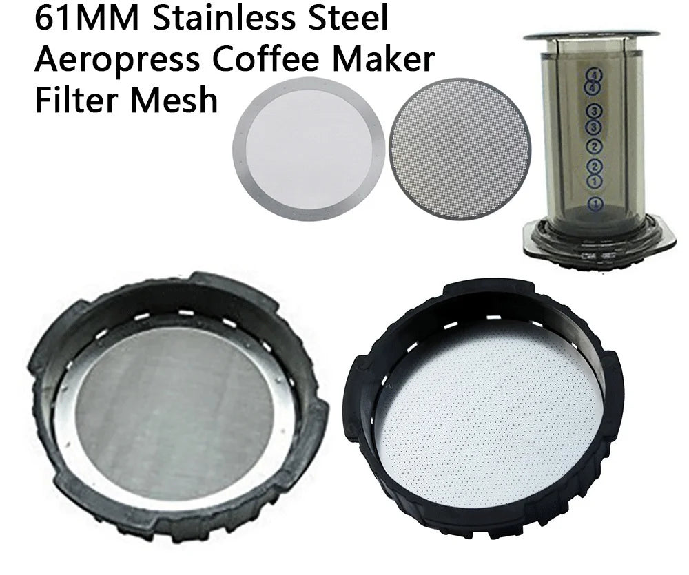 2PCS/lot 61MM Coffee Metal Mesh Filter Reusable Stainless Steel Filter Mesh For Aeropress Coffee Maker Tool Kitchen Accessories