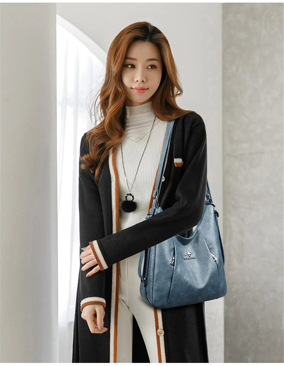 High Quality Leather Luxury Handbags Women Bags Designer Multifunction Shoulder Bags for Women Travel Back Pack Bolsa Feminina