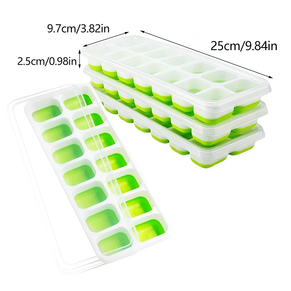1PC Ice Cube Tray 14 Grid Silicone Ice Cube Mold With Removable Lid Ices Maker Kitchen Gadget Bar Tools