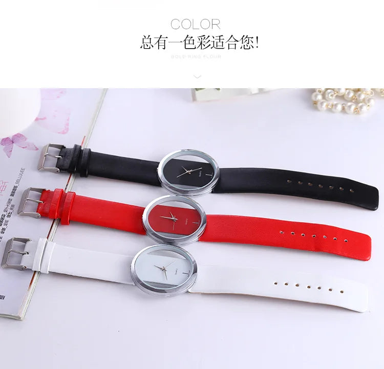 Women Watches Top Brand Luxury Hollow Ladies Wrist Watches Women Transparent Leather Strap Watch For Female Relogio Feminino Hot