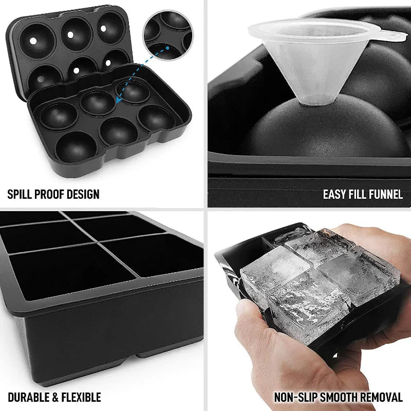 Reusable Ice Cube Silicone Mold Ice Maker IceCream Tools Food Grade Ice Ball Mold Round Square IceTray Mold Kitchen Tools