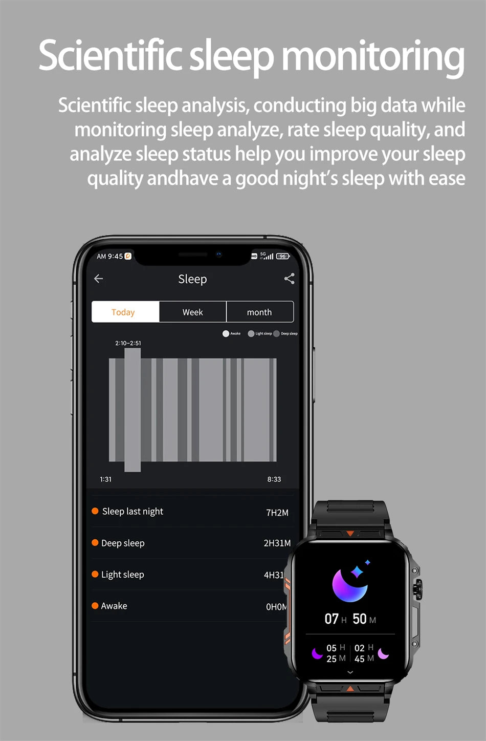 New Smartwatch 1.95 Inch Screen Health Monitoring Watches IP68 Waterproof Sport Fitness Smart Watch For Men Women Reloj Hombre