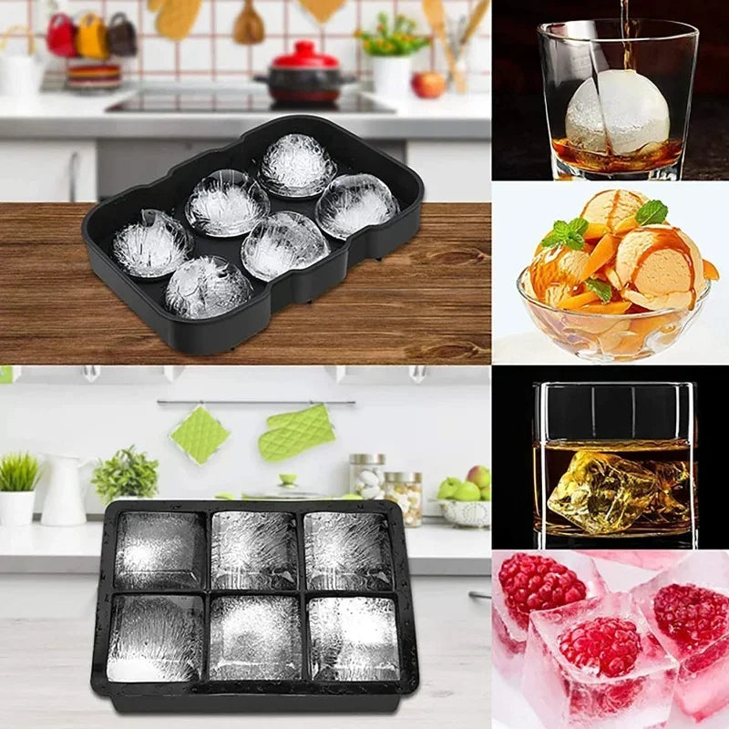 Reusable Ice Cube Silicone Mold Ice Maker IceCream Tools Food Grade Ice Ball Mold Round Square IceTray Mold Kitchen Tools