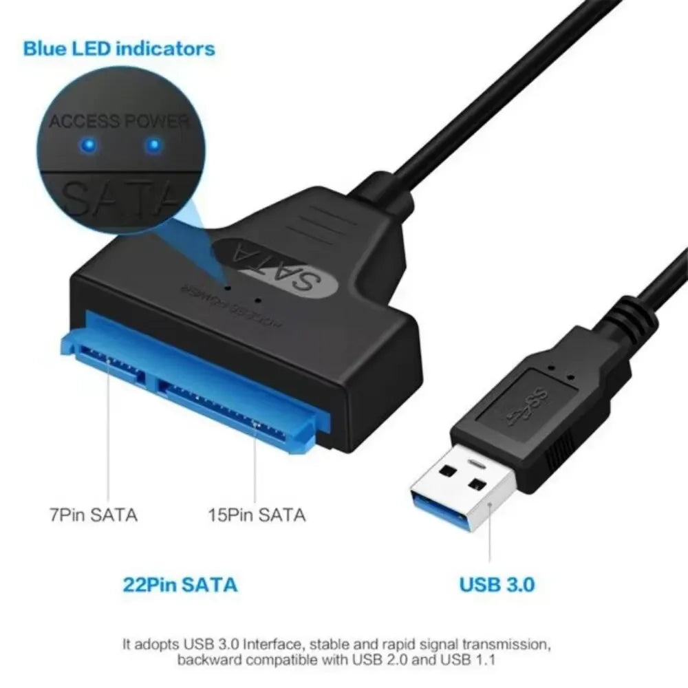 Cabo SATA para USB 3.0 , 2.5 "Disco Rígido Externo, HDD, SSD, 3 Adaptador de 22 Pinos, Cabo Sata III, até 6 GBps