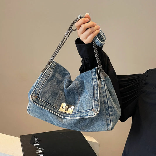 Denim bag women 2025 New fashion casual shoulder bags large capacity Tote Bag class commuting crossbody Bags for women bolsa sac