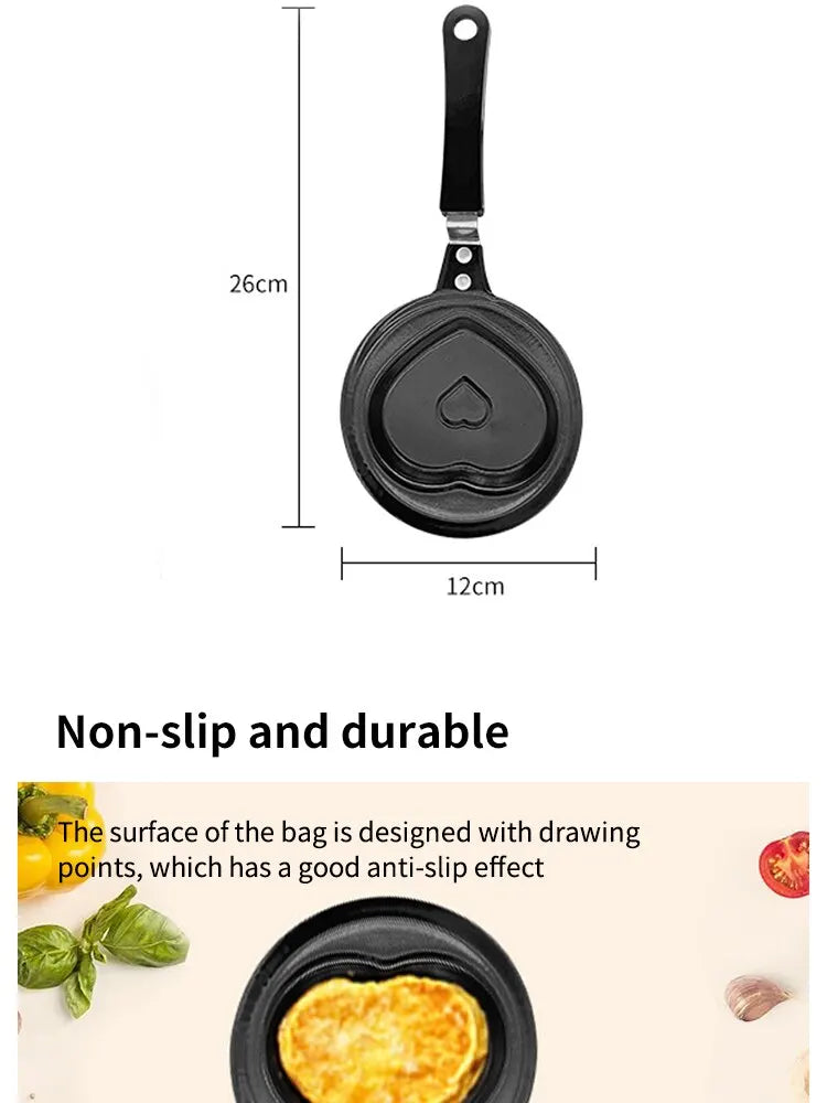 Love Omelet Pan With Handle Pan Mini Cute Cartoon Pattern Fried Eggs Diy Nutritious Breakfast Kitchen Tools Baby Supplement