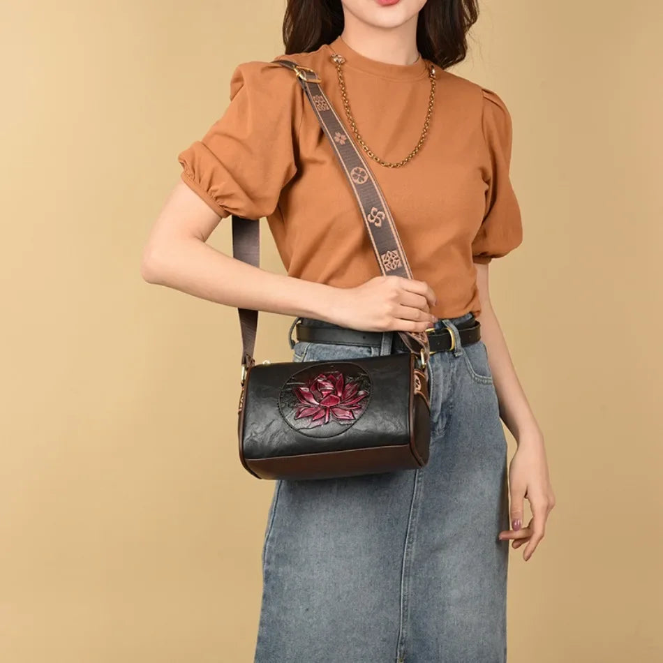Women Embroidery Tote Bag High Quality Leather Ladies Handbags 2024 Women Shoulder Bag Small Crossbody Bags For Women Sac a Main