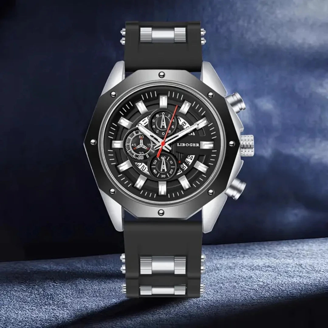 Men's Sports Watch Fashion Silicone Band Quartz Watches With Date Calendar