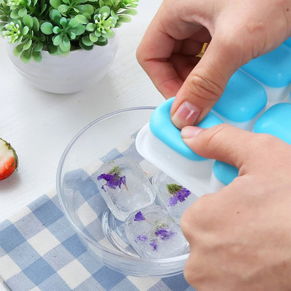 1PC Ice Cube Tray 14 Grid Silicone Ice Cube Mold With Removable Lid Ices Maker Kitchen Gadget Bar Tools