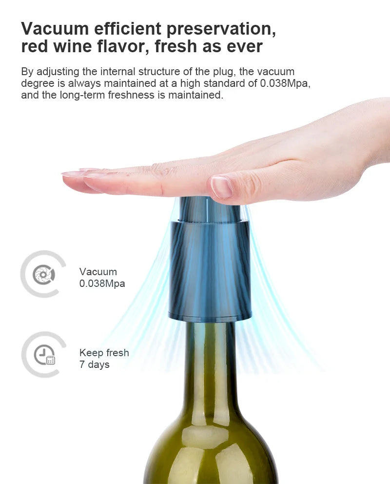 Vacuum Pump Wine Saver Cap Stopper Date Scale Record Retain Preserver For Wine Bottles Corkscrew Kitchen Automatic Keep Fresh