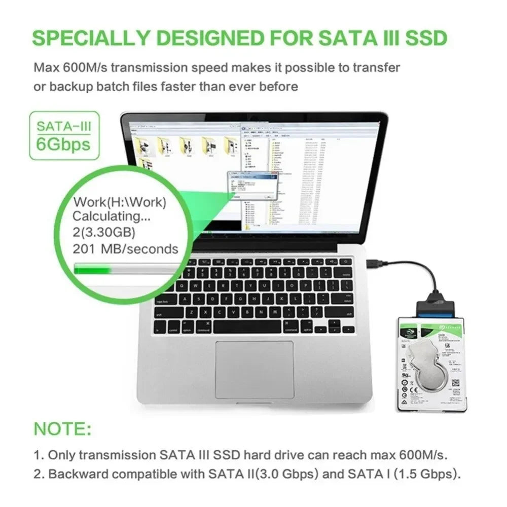 Cabo SATA para USB 3.0 , 2.5 "Disco Rígido Externo, HDD, SSD, 3 Adaptador de 22 Pinos, Cabo Sata III, até 6 GBps