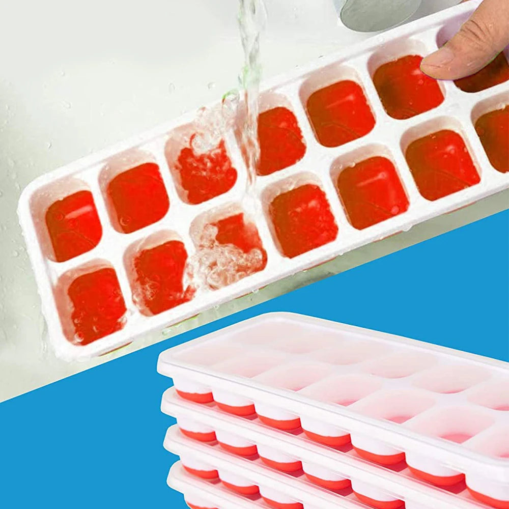 1PC Ice Cube Tray 14 Grid Silicone Ice Cube Mold With Removable Lid Ices Maker Kitchen Gadget Bar Tools