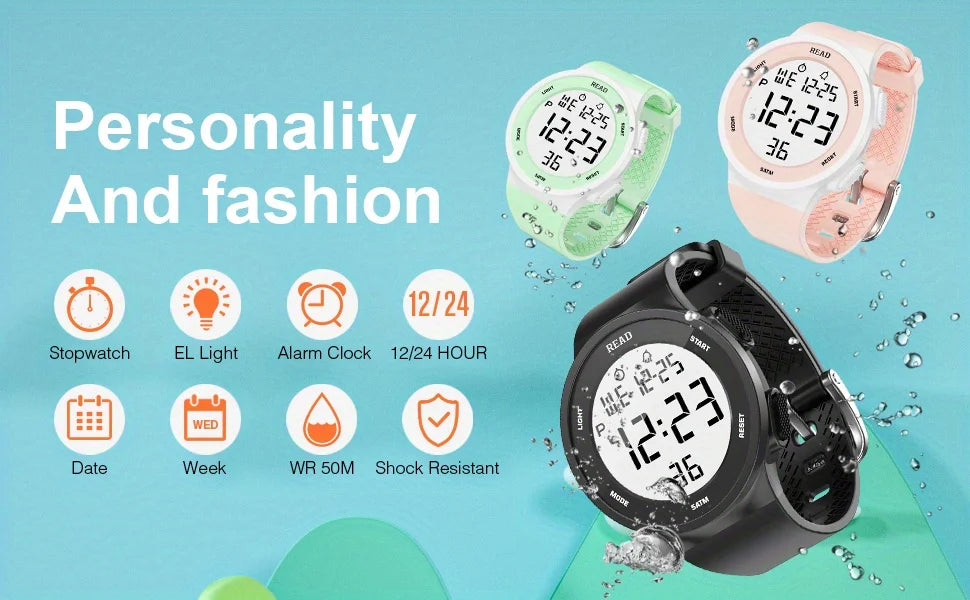 Watches for Women, Fashion Watch With High-Resolution LED Definition Display, Waterproof Multi-Function Electronic Digital Watch