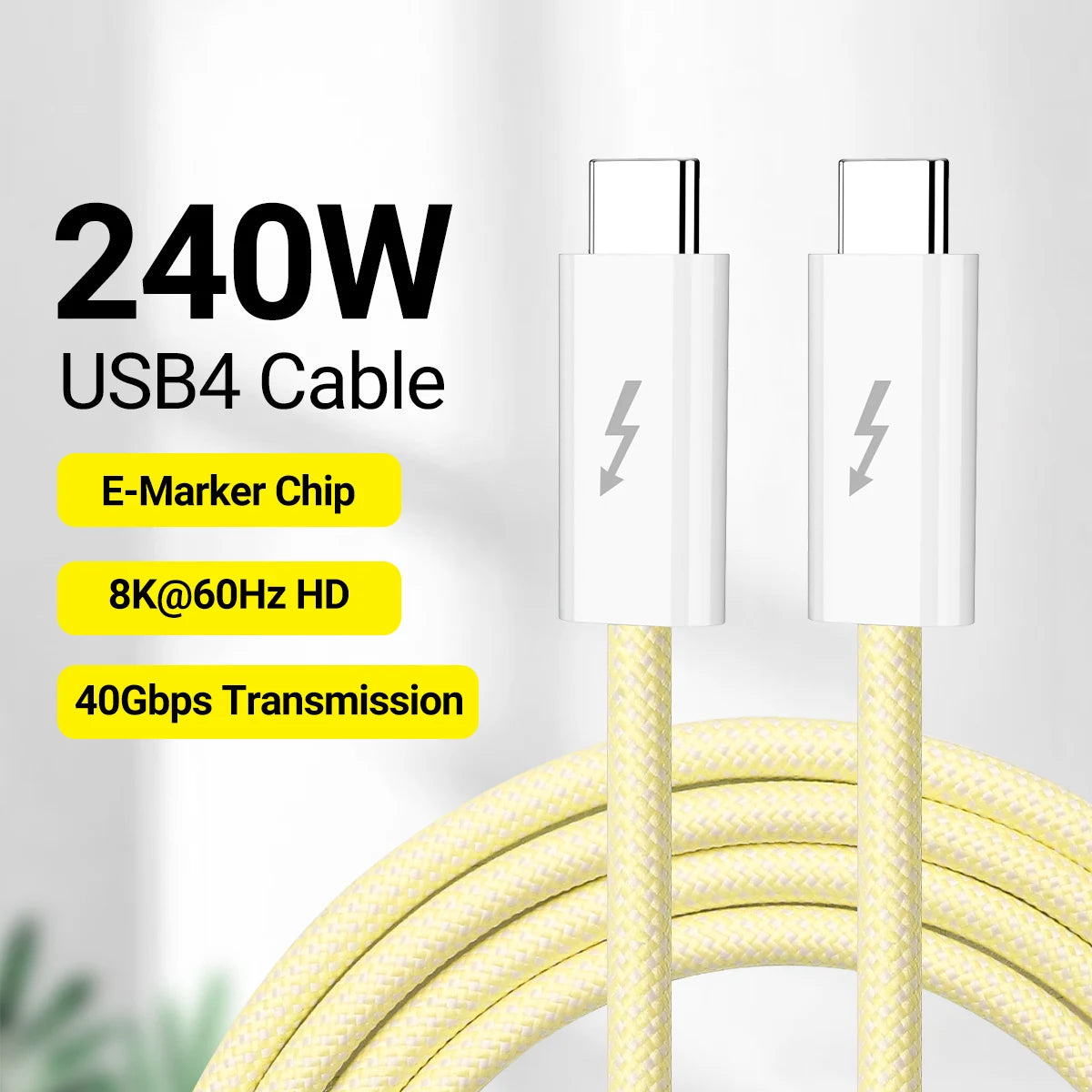 USB4 Fully Functional Data Cable with 8K60Hz Video Output, 40Gbps Data Transmission, PD Charing, 1.8m USB-C to USB-C Data Cable