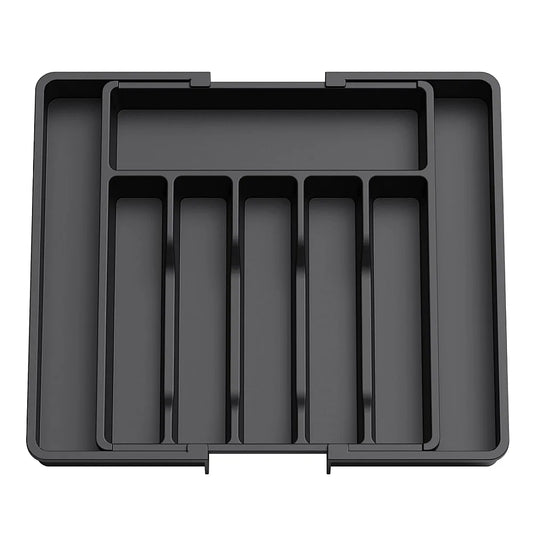 Silverware Drawer Organizer Expandable Utensil Tray for Kitchen Adjustable Flatware and Cutlery Holder Black Cutlery Organiser