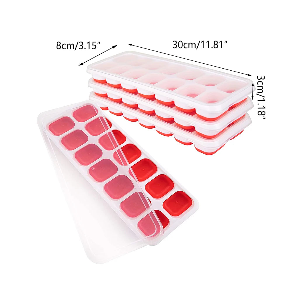 1PC Ice Cube Tray 14 Grid Silicone Ice Cube Mold With Removable Lid Ices Maker Kitchen Gadget Bar Tools