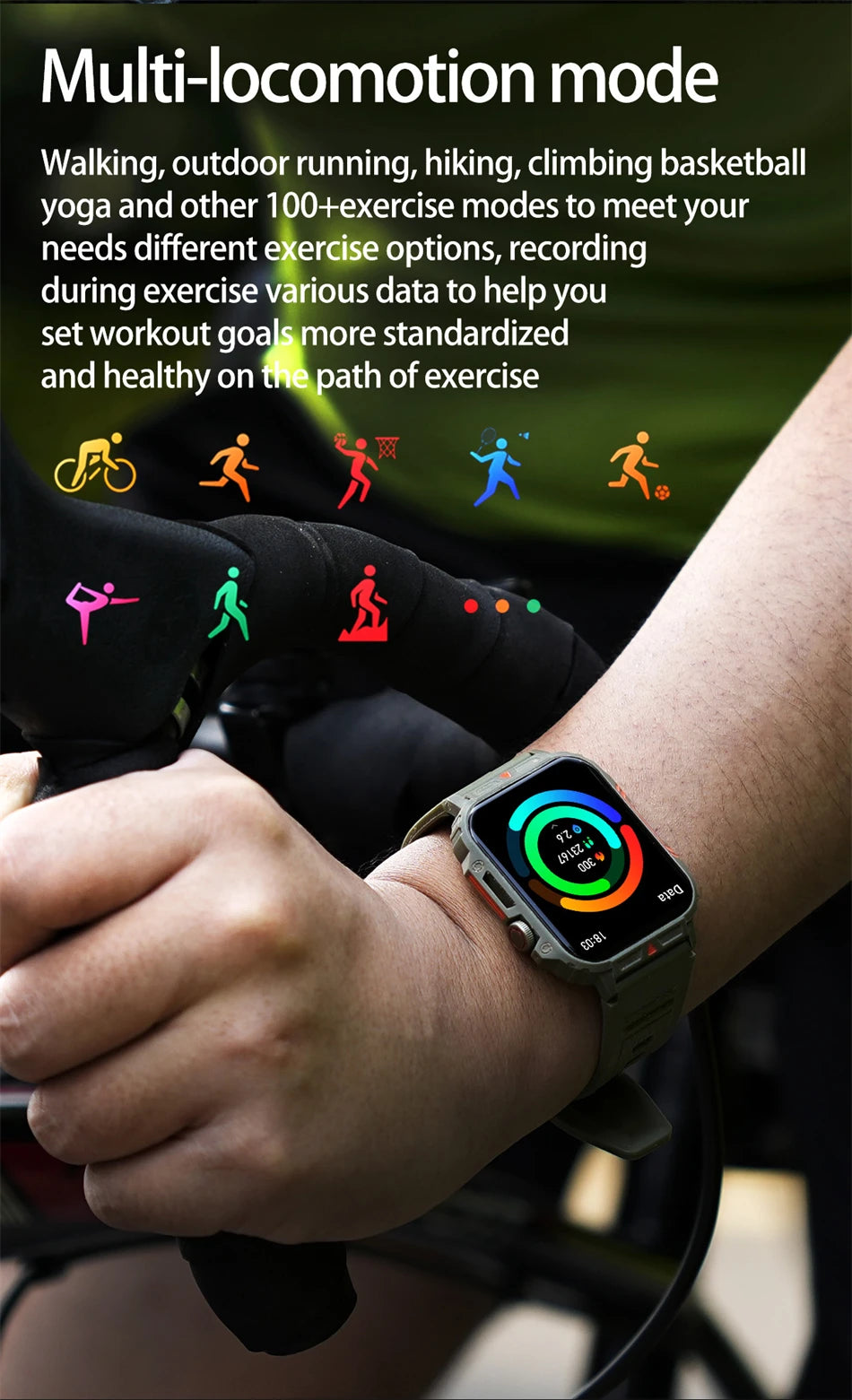 New Smartwatch 1.95 Inch Screen Health Monitoring Watches IP68 Waterproof Sport Fitness Smart Watch For Men Women Reloj Hombre
