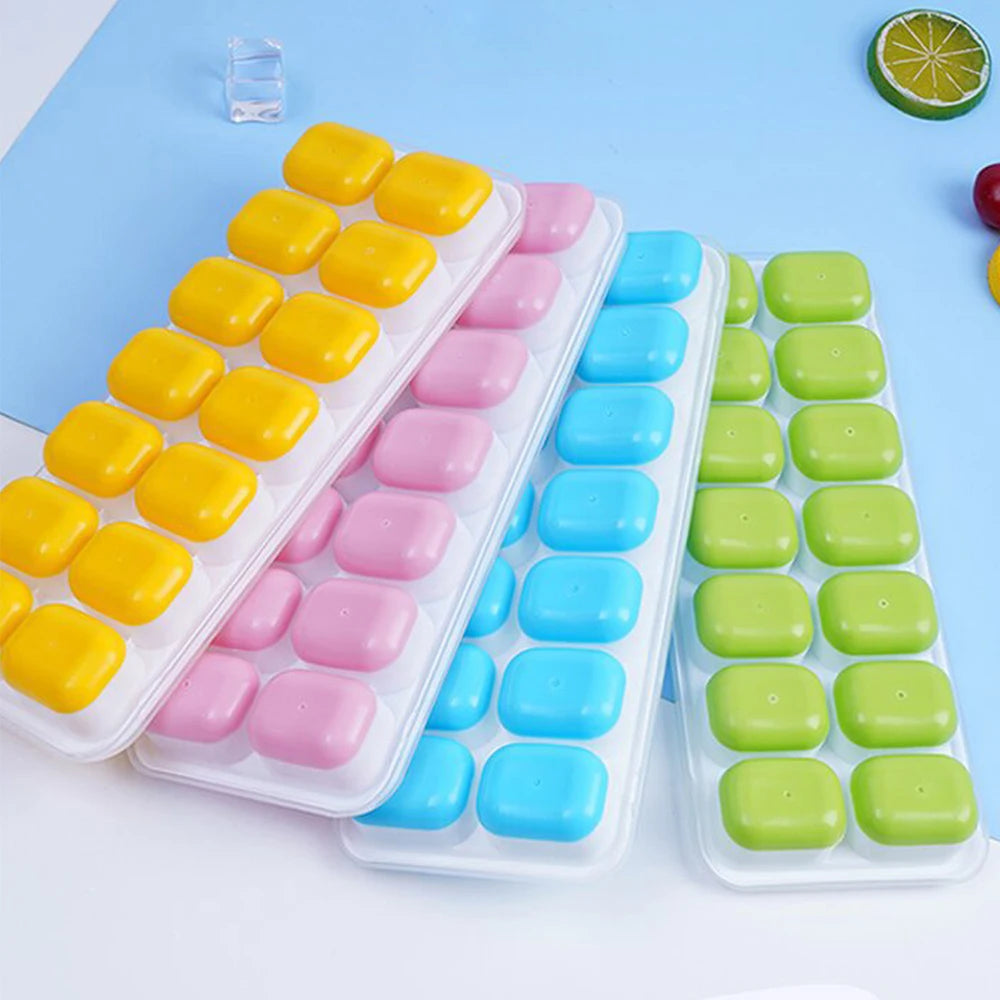 1PC Ice Cube Tray 14 Grid Silicone Ice Cube Mold With Removable Lid Ices Maker Kitchen Gadget Bar Tools