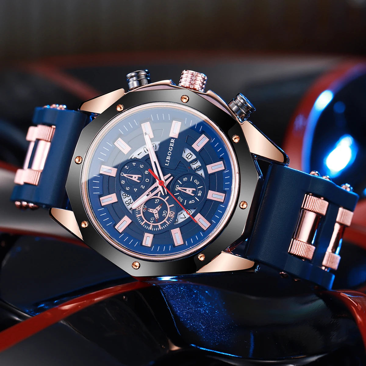 Men's Sports Watch Fashion Silicone Band Quartz Watches With Date Calendar