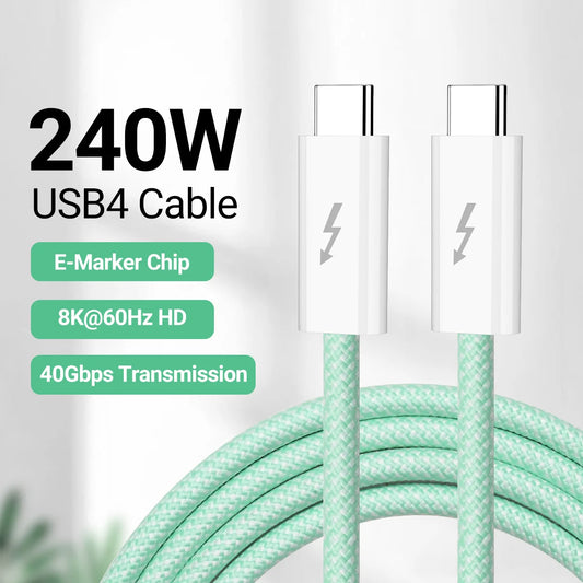 USB4 Fully Functional Data Cable with 8K60Hz Video Output, 40Gbps Data Transmission, PD Charing, 1.8m USB-C to USB-C Data Cable